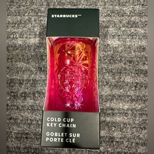 Starbucks Iridescent Pink-Orange Cold Cup Keychain NEW